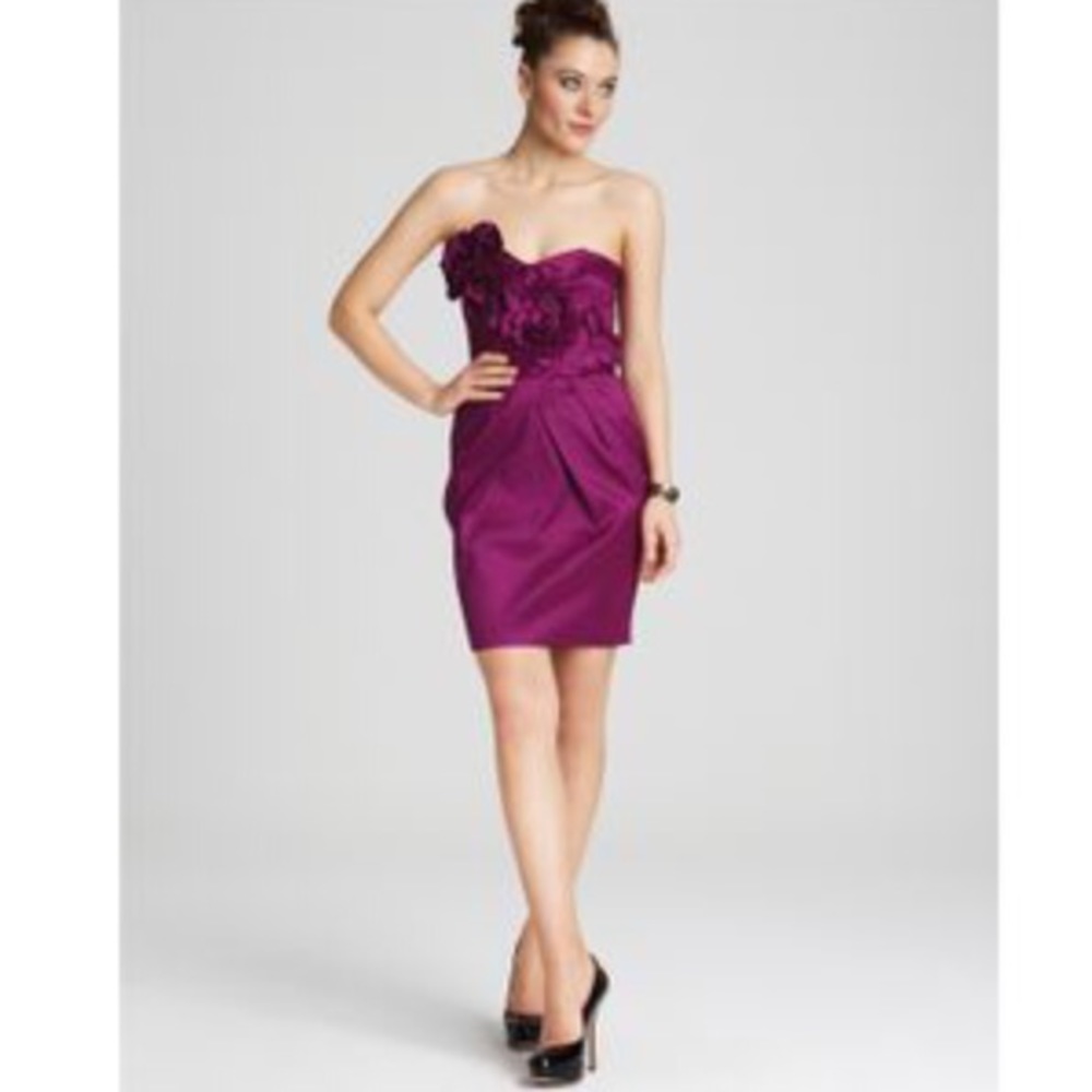 NWOT purple maxandcleo BCBG strapless mini dress - Picture 3 of 8